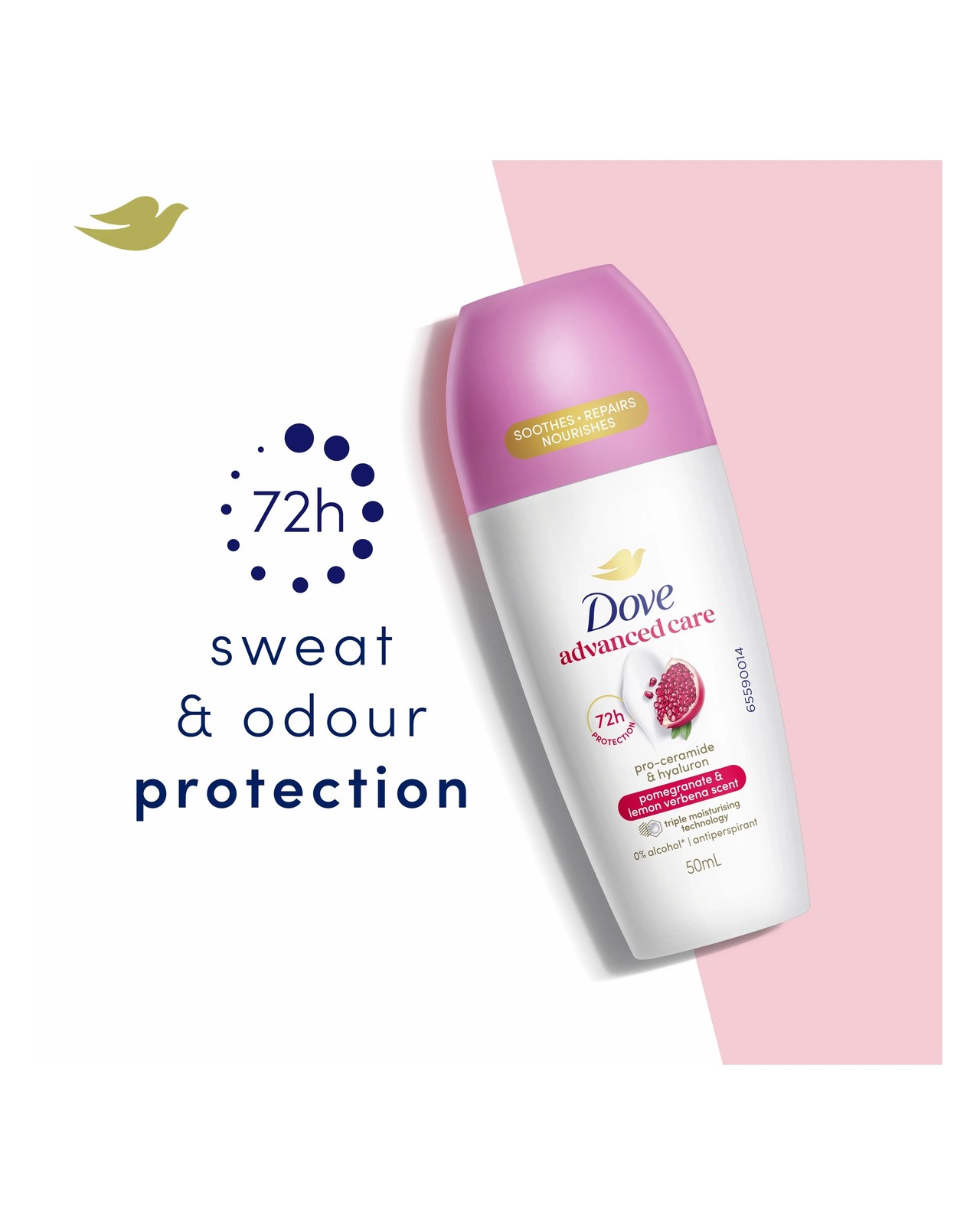 Dove Advanced Care Go Fresh Antiperspirant Deodorant Roll-On 50ml - Pro-Ceramide and Calendula, Pomegranate Scent 3 of 6