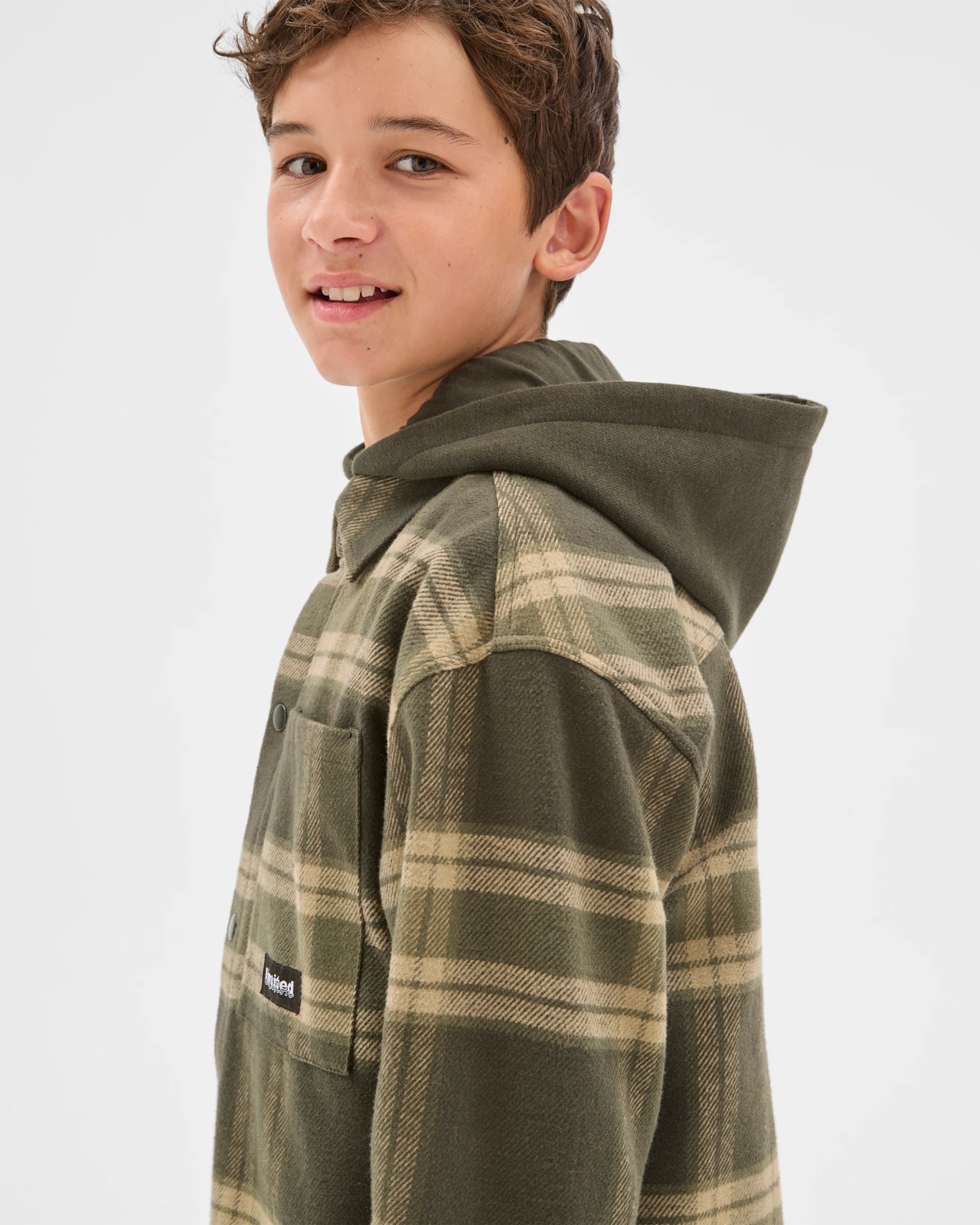 Australian Cotton Heavy Flannelette Hooded Shirt - Green Check 3 of 6