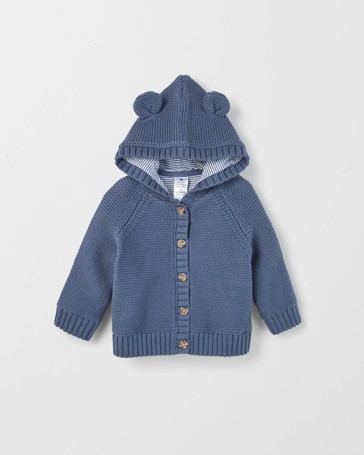 Baby Organic Cotton Hooded Knit Cardigan