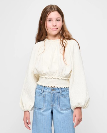 Cotton Peasant Long Sleeve Top