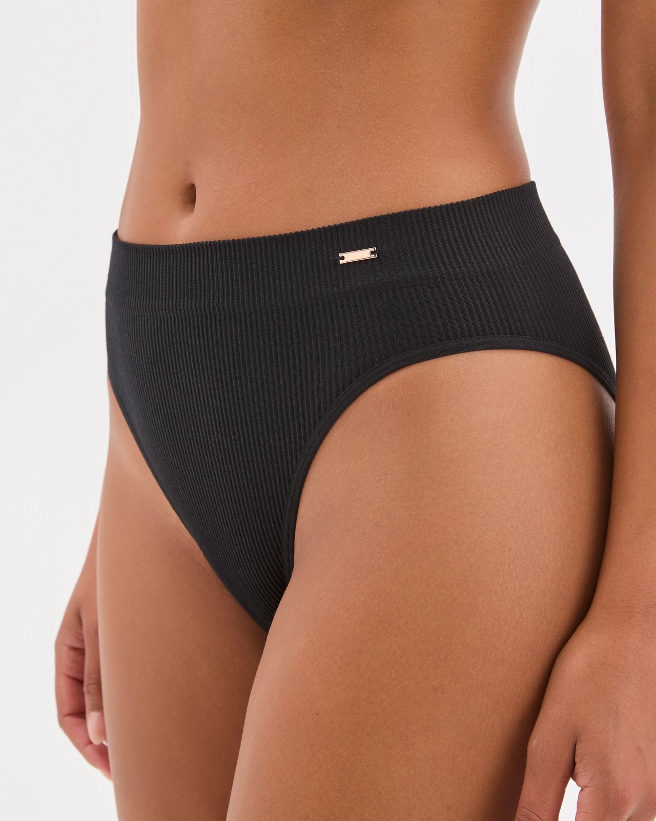 Lily Loves 2 Pack Ribbed Seamfree High Waisted Bikini Briefs - Black 3 of 4