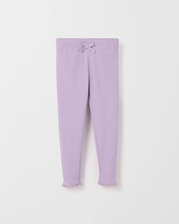 Australian Cotton Lace Trim Ribbed Leggings