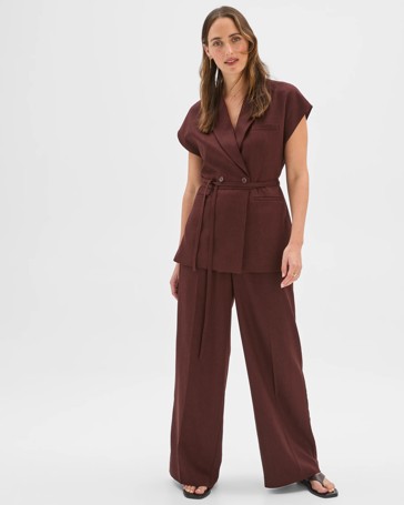 Preview Linen Blend Tailored Tie Waist Vest