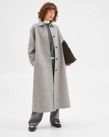 Preview Wool Blend Long Sleeve Collared Coat