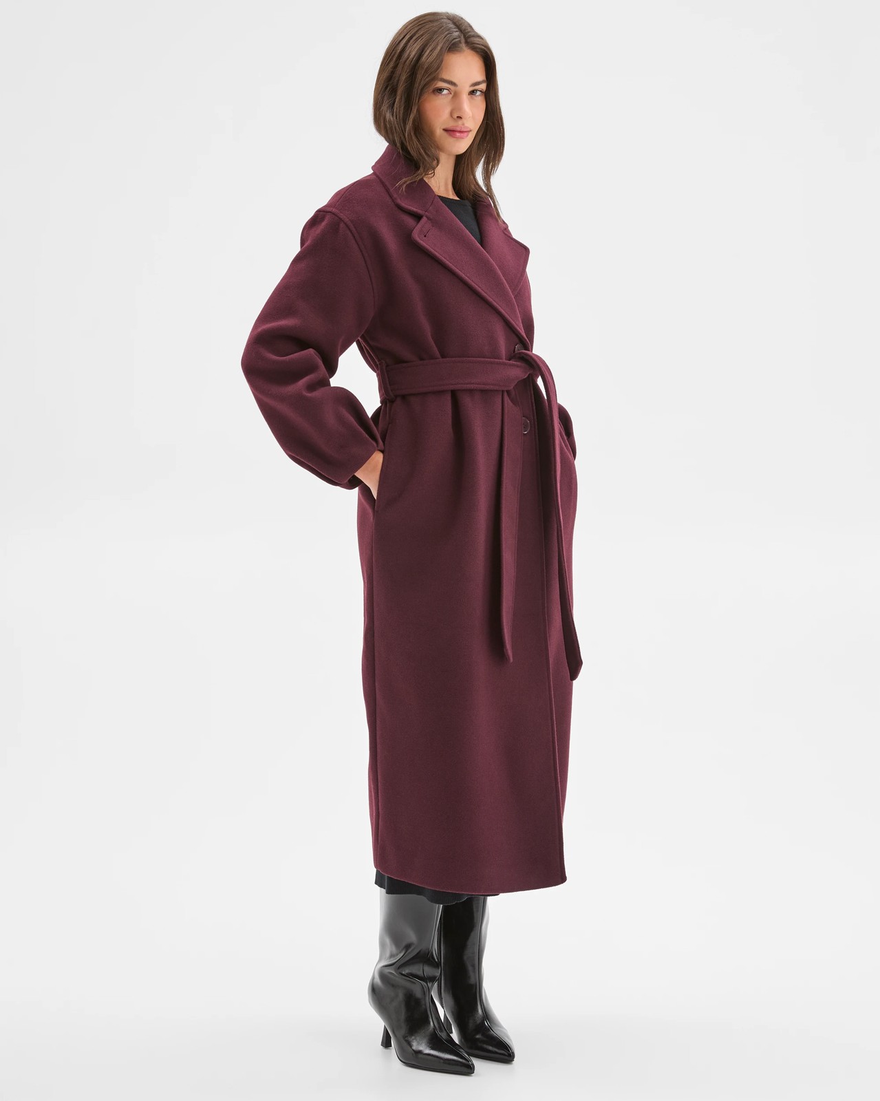 Petites Long Sleeve Wrap Coat 4 of 6