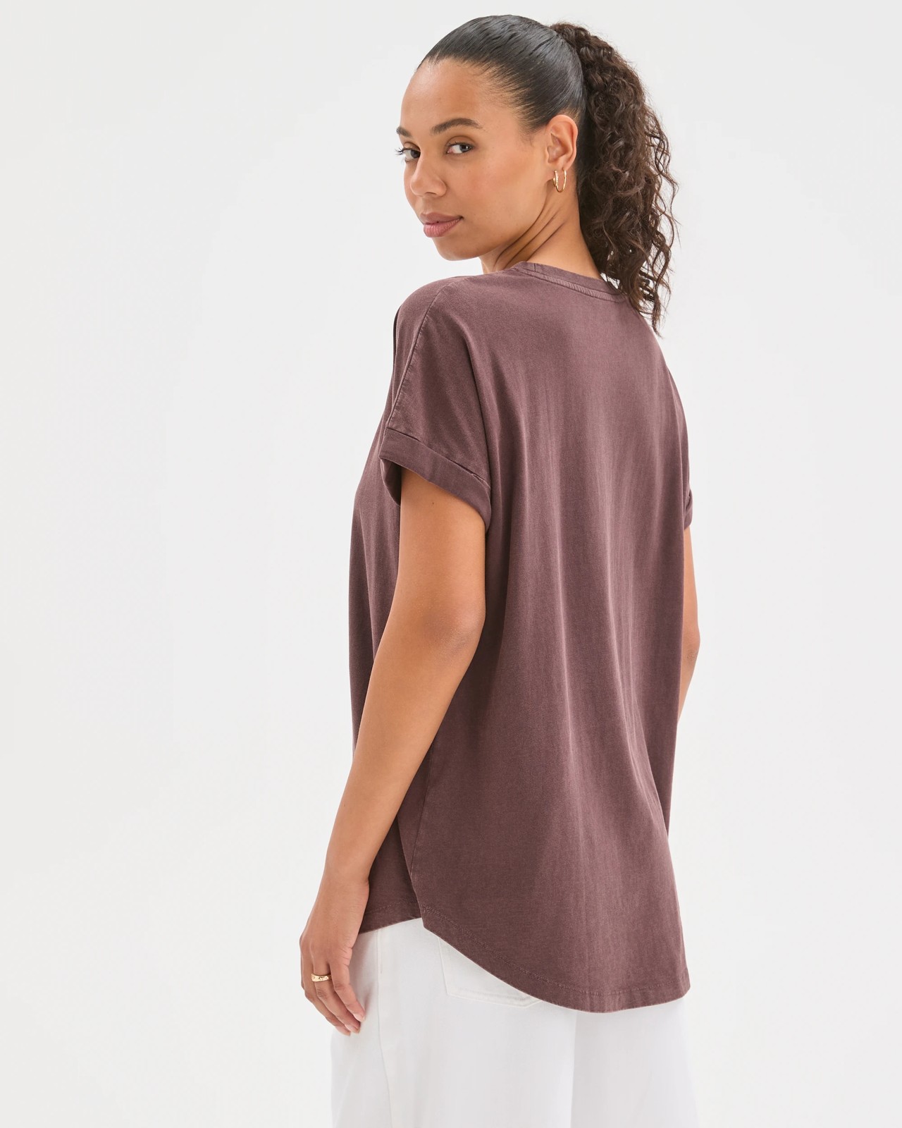 Australian Cotton Oversized Boxy T-Shirt - Chocolate Plum 5 of 6