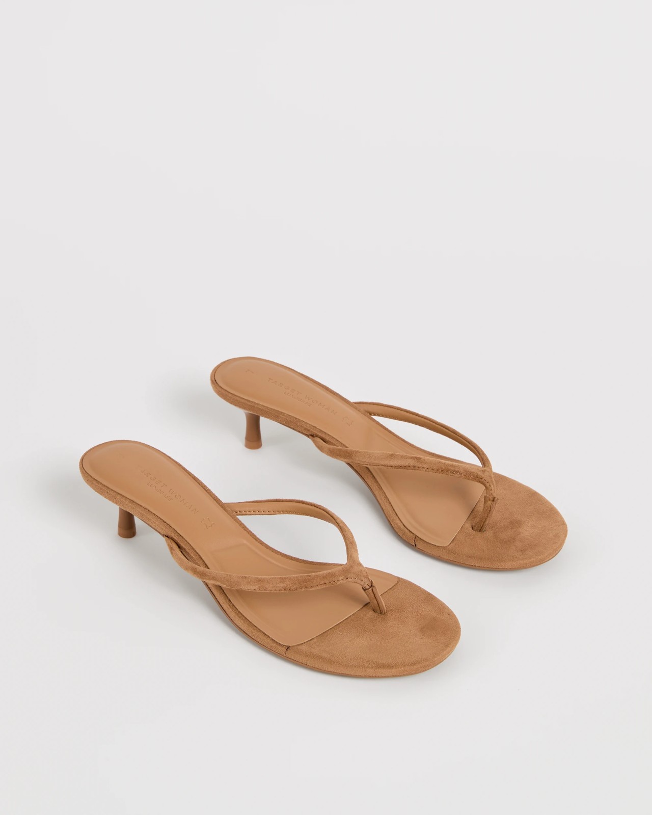 Genuine Suede Leather Thong Heels - Tan Suede 2 of 3