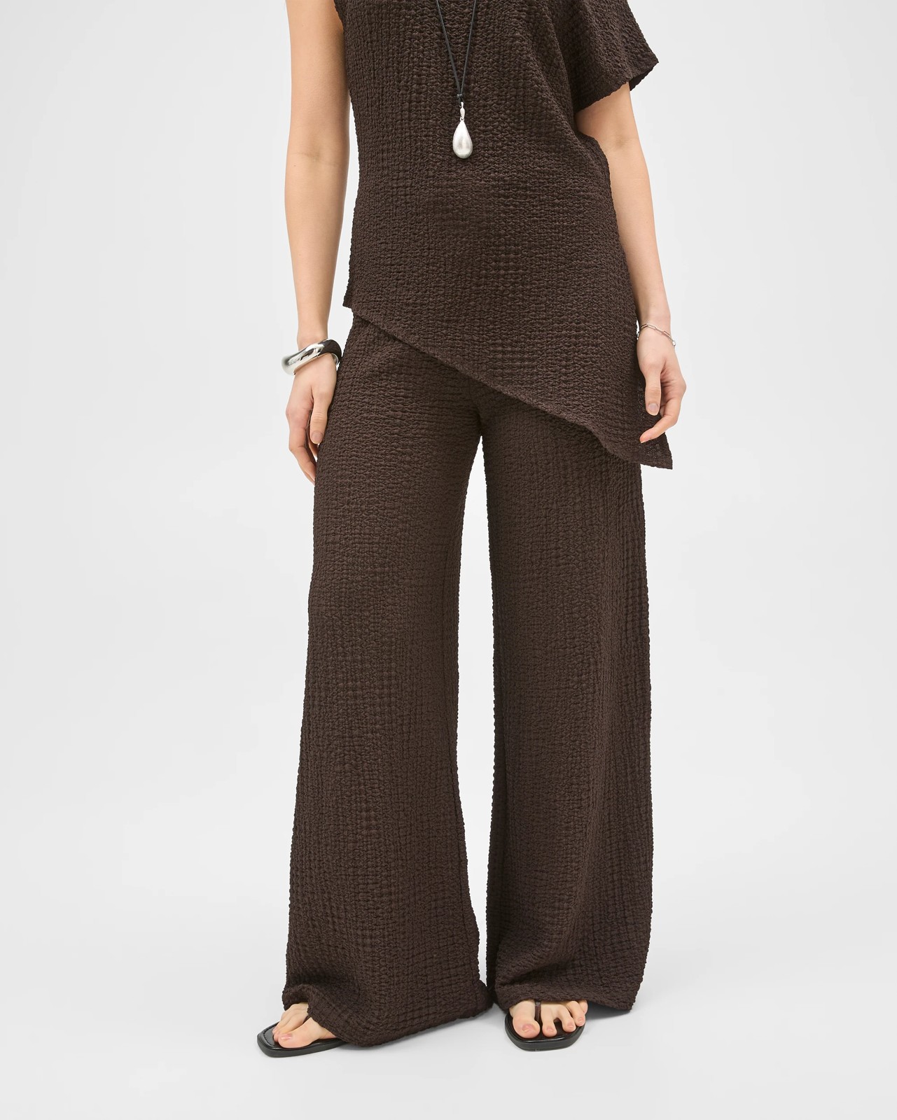 Lily Loves Textured Straight Leg Pants - Truffle 4 of 5