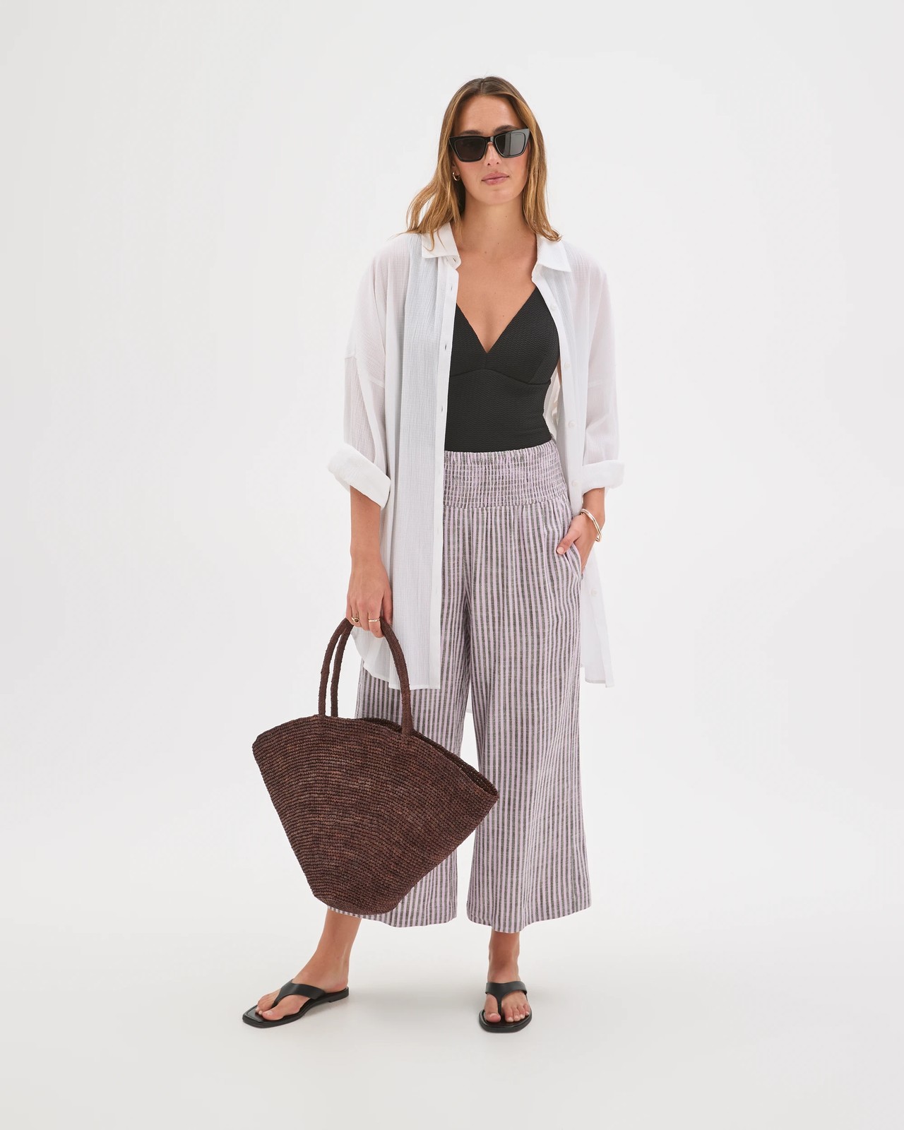 Resort Shirred Waist Culotte Pants - Orchid Bloom 2 of 6