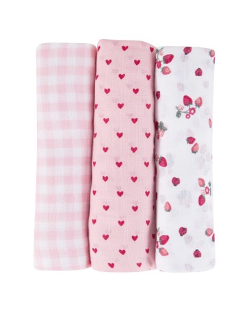 Anko 3 Pack Organic Cotton Muslin Wraps - Berry