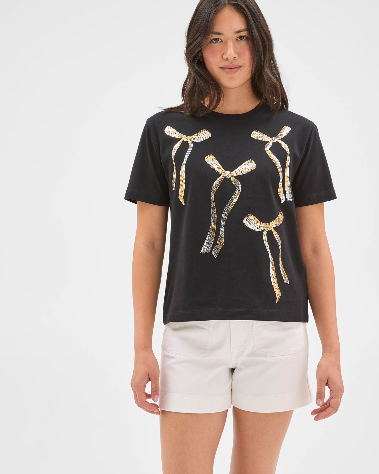 Australian Cotton Embellished Christmas T-Shirt - Black Sequin 4 of 6