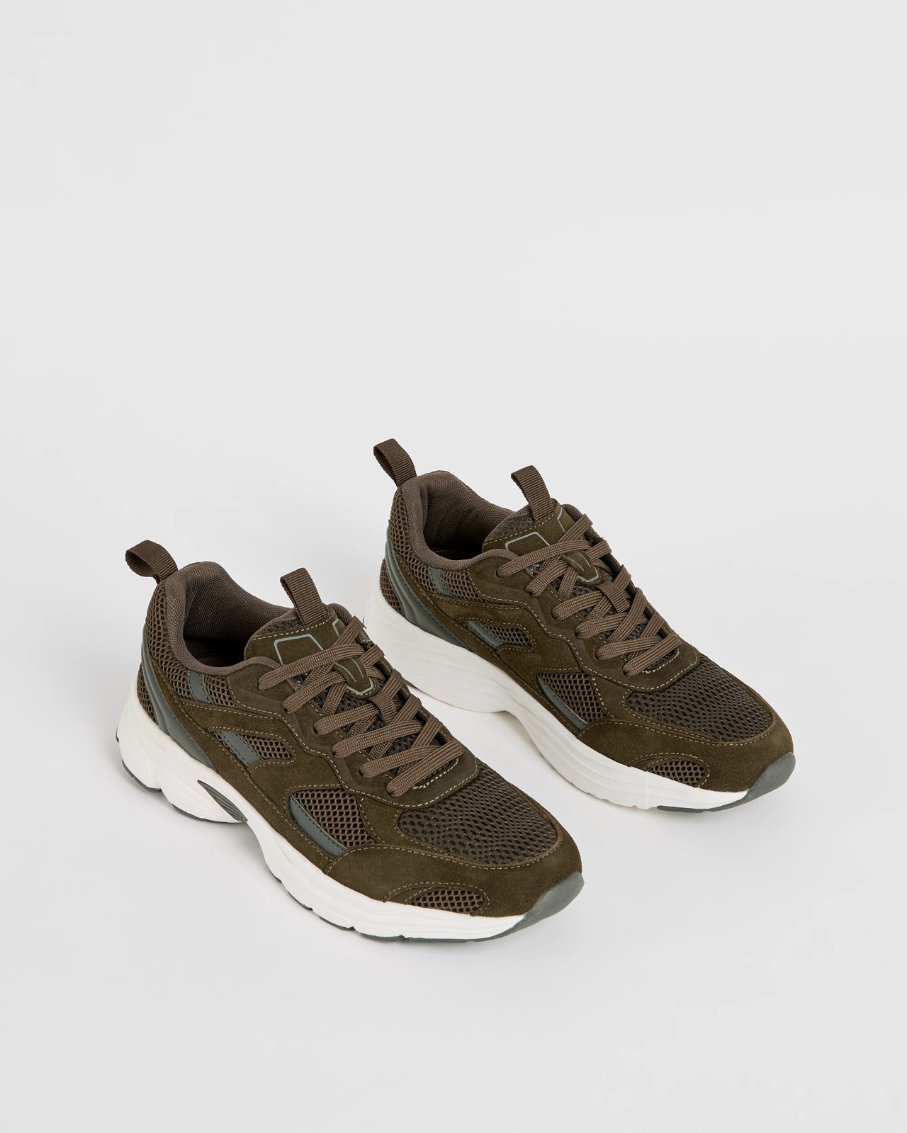 Suede and Mesh Runners - Khaki 2 of 3