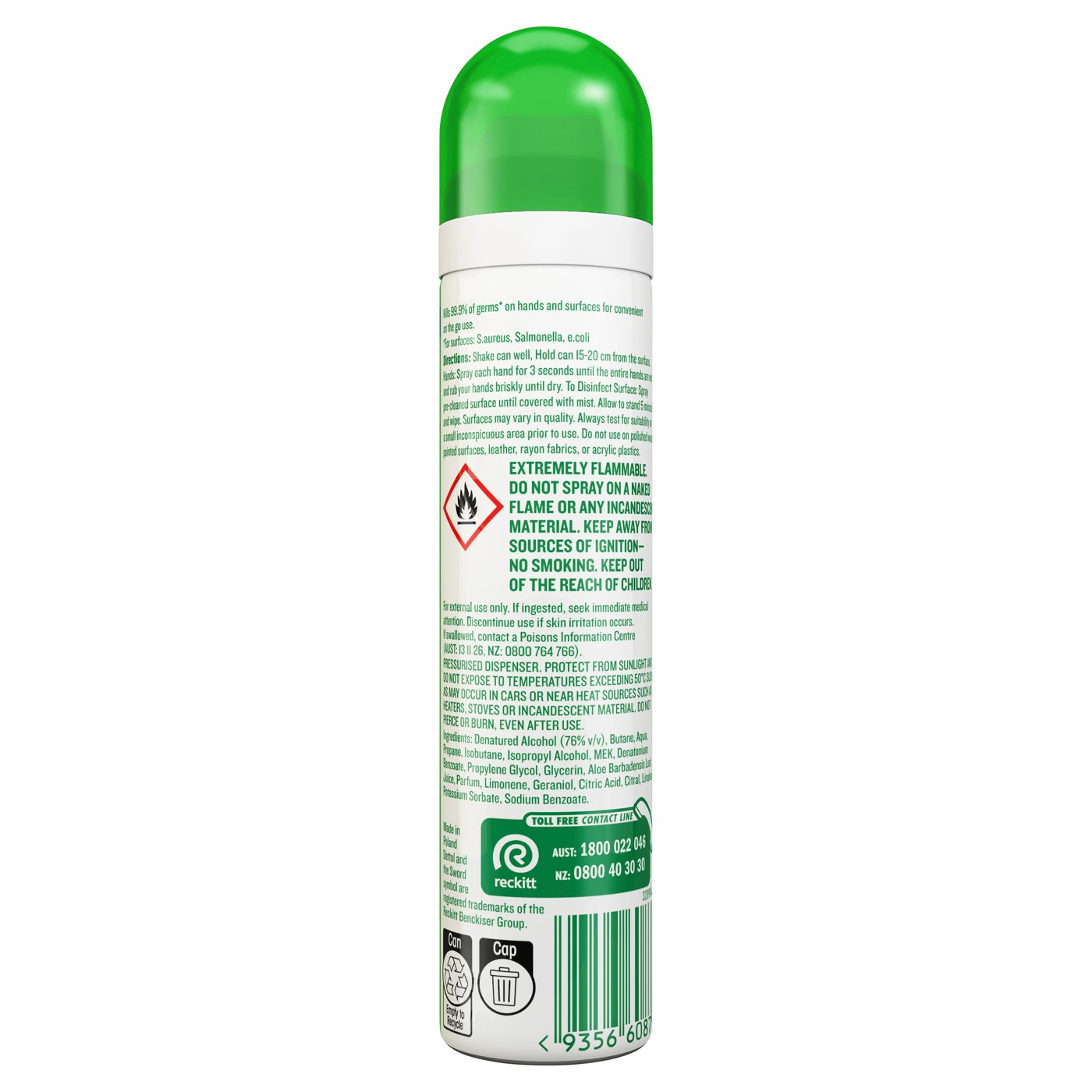 Dettol 2-in-1 Hand and Surface Sanitiser Spray 90ml - Aloe Vera 2 of 6