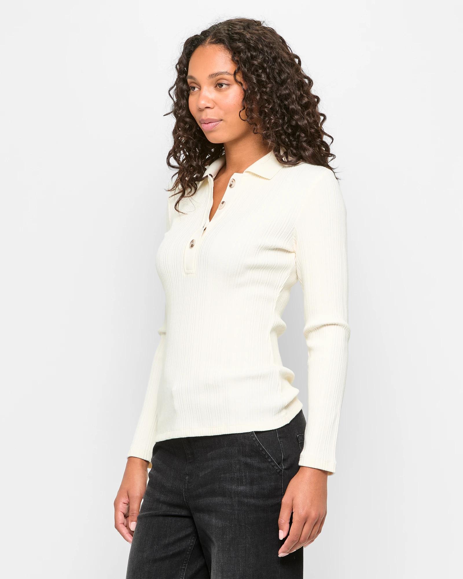 Long Sleeve Rib Polo Top | Target Australia