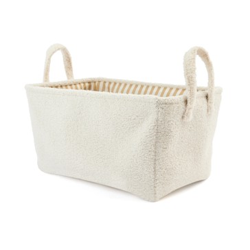 Rectangle Boucle Basket with Stripe Liner, White - Anko
