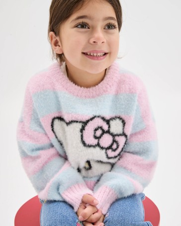 Hello Kitty Long Sleeve Stripe Knit Jumper