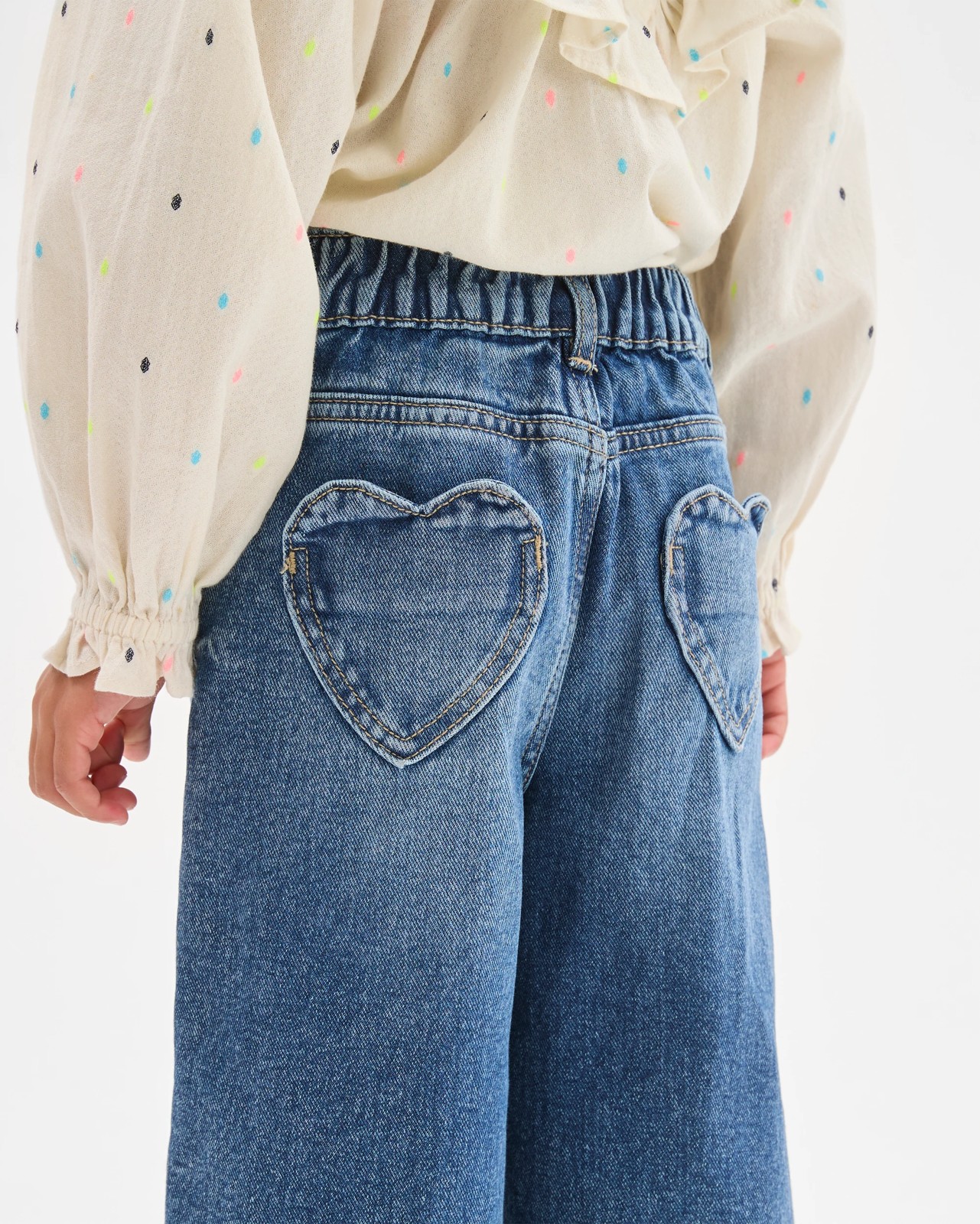 Denim Folded Up Hem Wide Leg Jeans 4 of 6