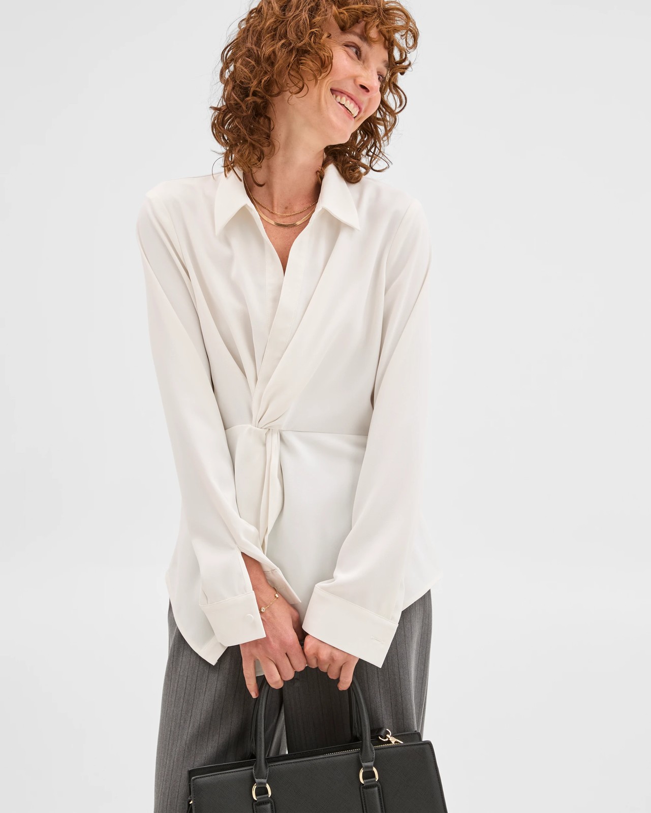 Preview Gathered Front Shirt - Cloud Dancer 3 of 5