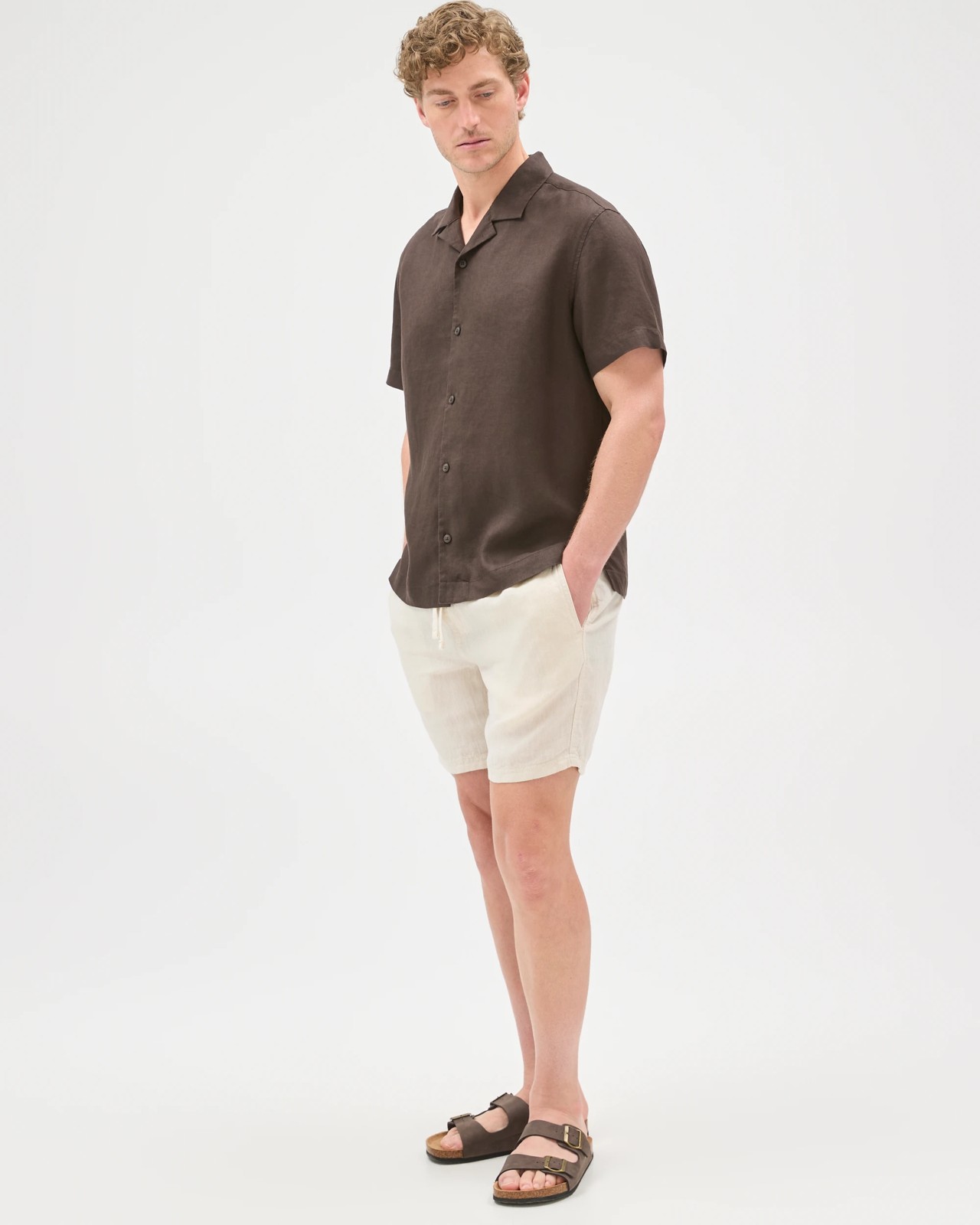 European Linen Shorts - Light Stone 2 of 6