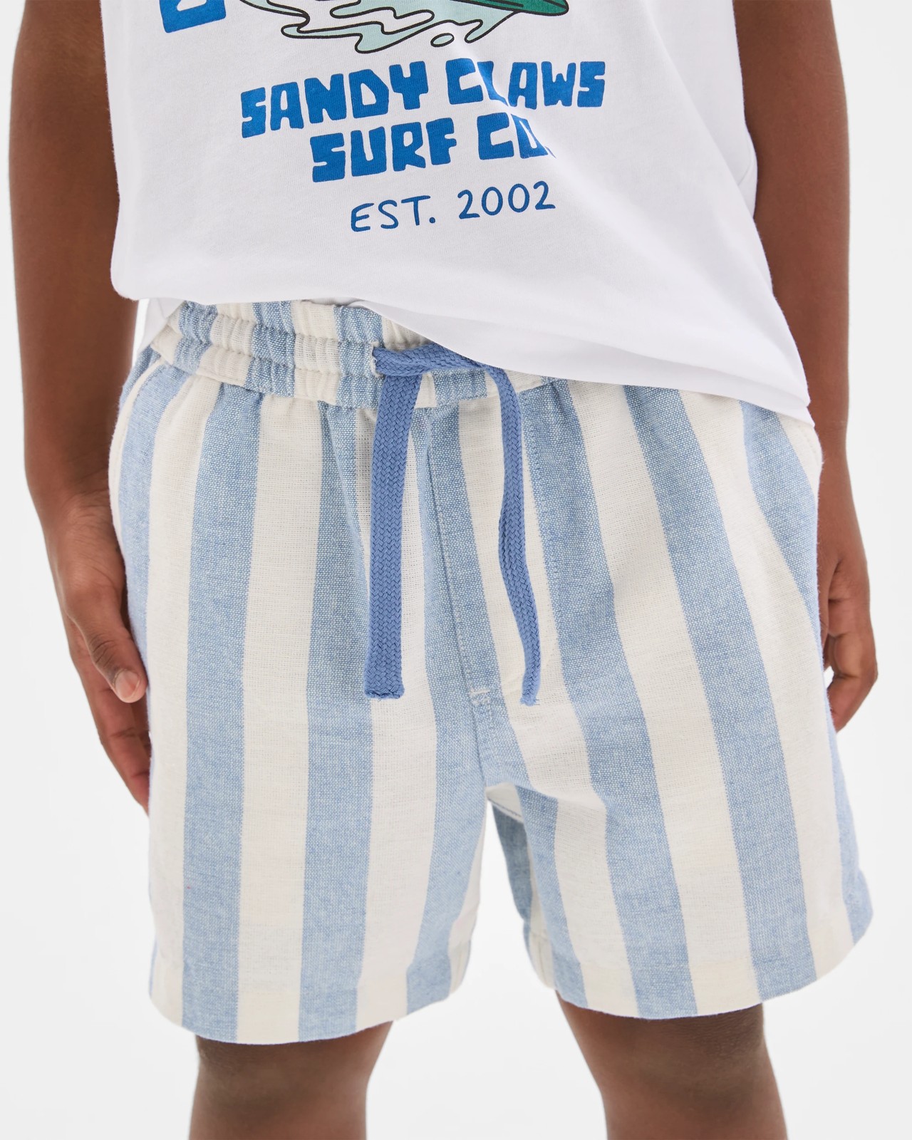 Stripe Volley Shorts - Blue + White 3 of 6