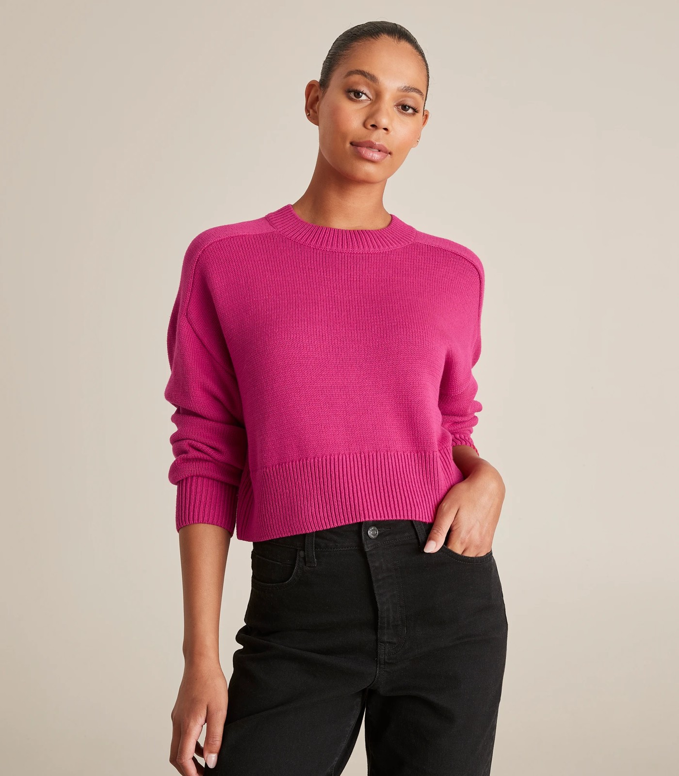 Crop a knit sweater best sale