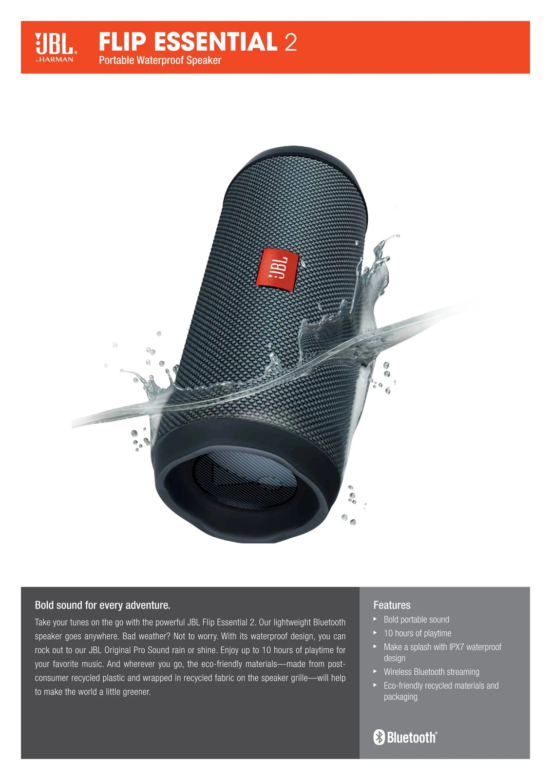 JBL Flip Essential 2 Portable Wateproof Speaker