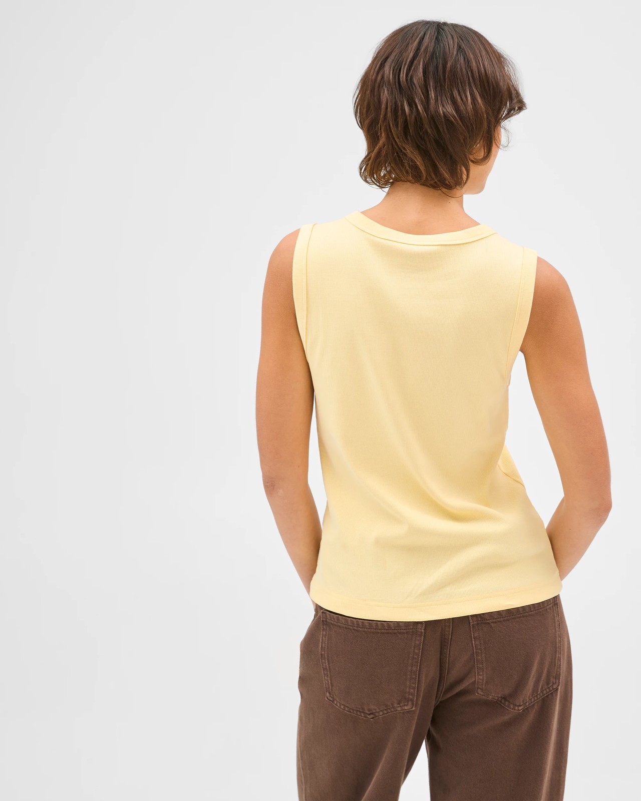 Australian Cotton Henley Neck Rib Tank Top - Whipped Butter 6 of 6