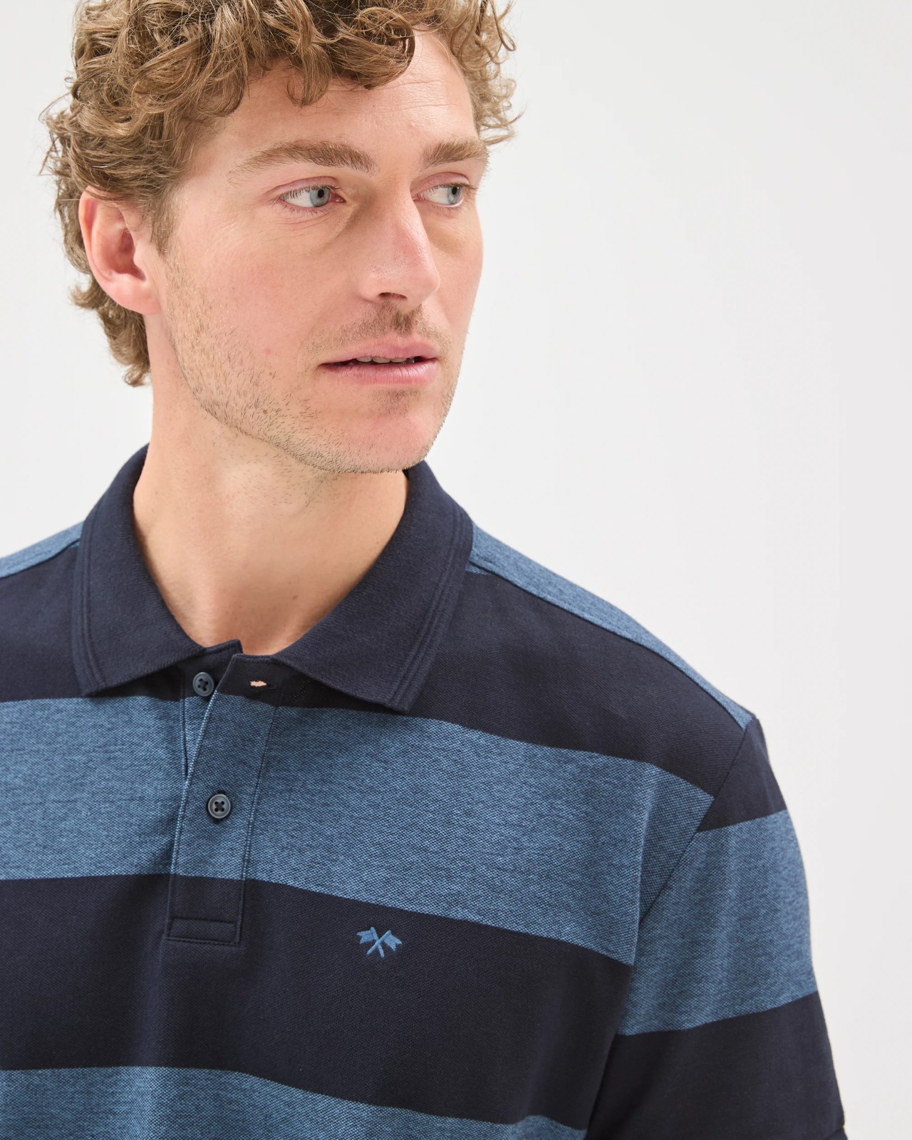 Australian Cotton Stripe Polo Top - Night Sky 4 of 5