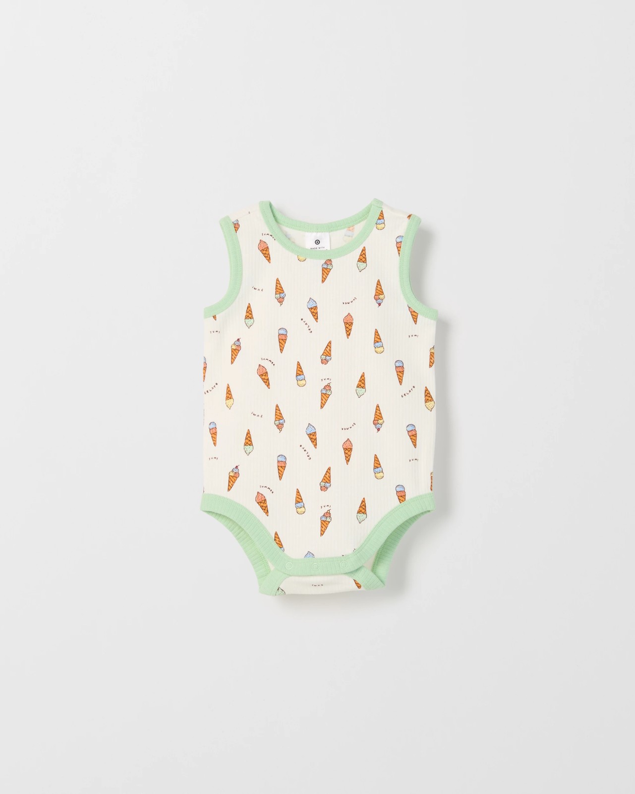 Baby Organic Cotton 3 Pack Sleeveless Rib Bodysuits - Multi Ice Cream 2 of 5