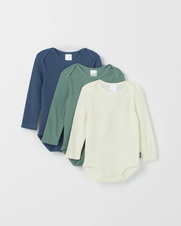 Bonds 3 Pack Baby Everyday Long Sleeve Ribbed Bodysuits