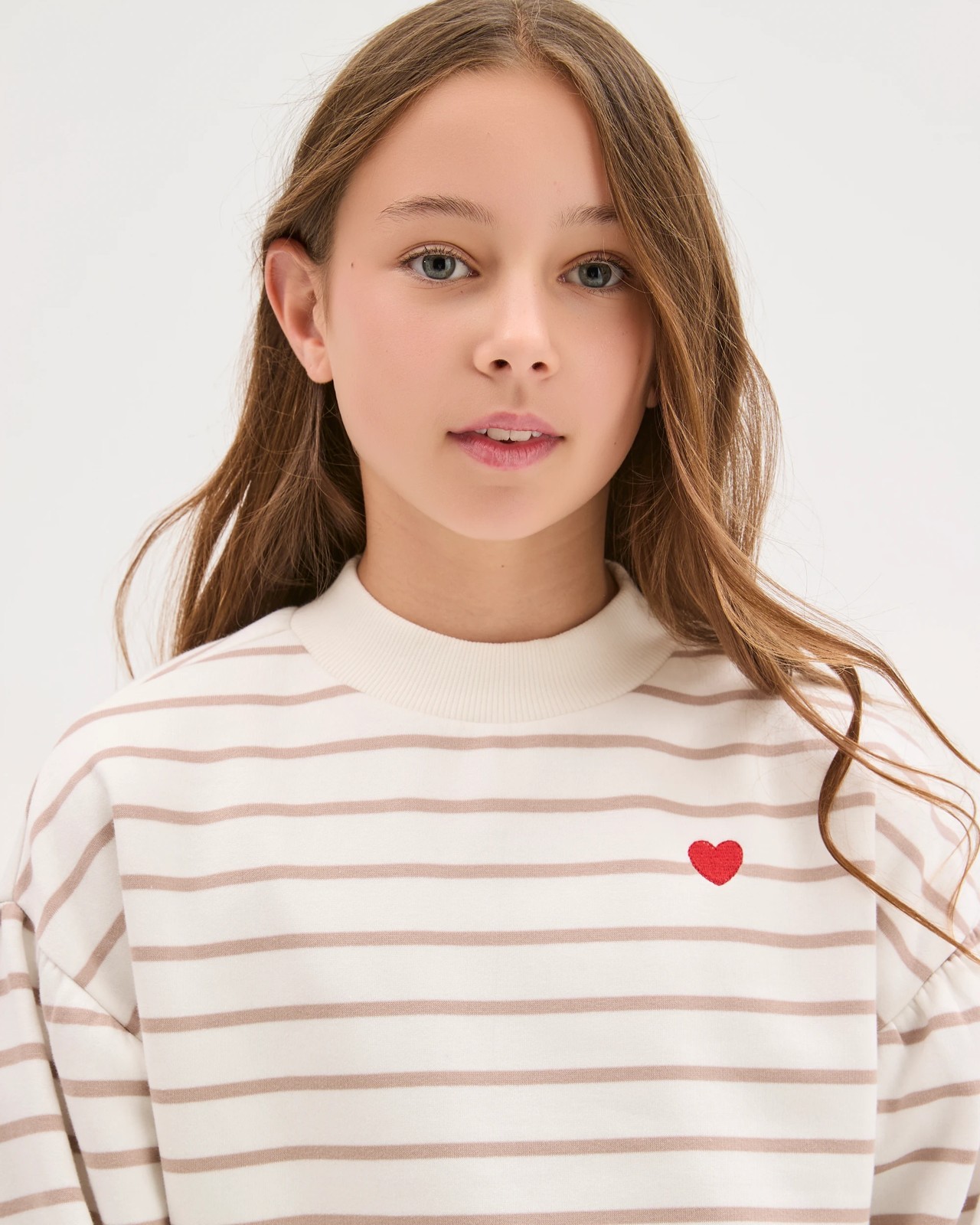 Australian Cotton Blend Balloon Sleeve Fleece Sweat Top - Stripe 3 of 6