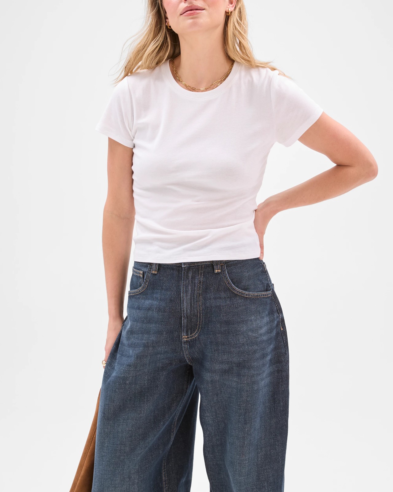 Lily Loves Australian Cotton Blend Semi Sheer Fitted T-Shirt - White 4 of 5