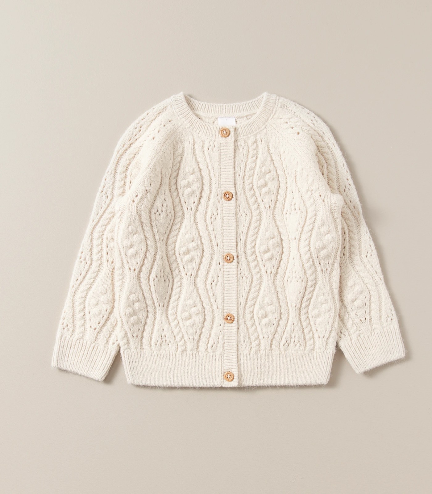 Girls Cream Cable Knit Cardigan