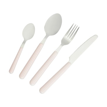 16 Piece Lilac Stripe Cutlery Set - Anko