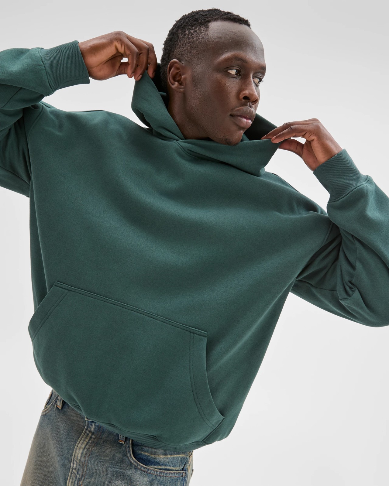 Commons Australian Cotton Blend Heavyweight Oversized Hoodie - Dark Forest 3 of 5