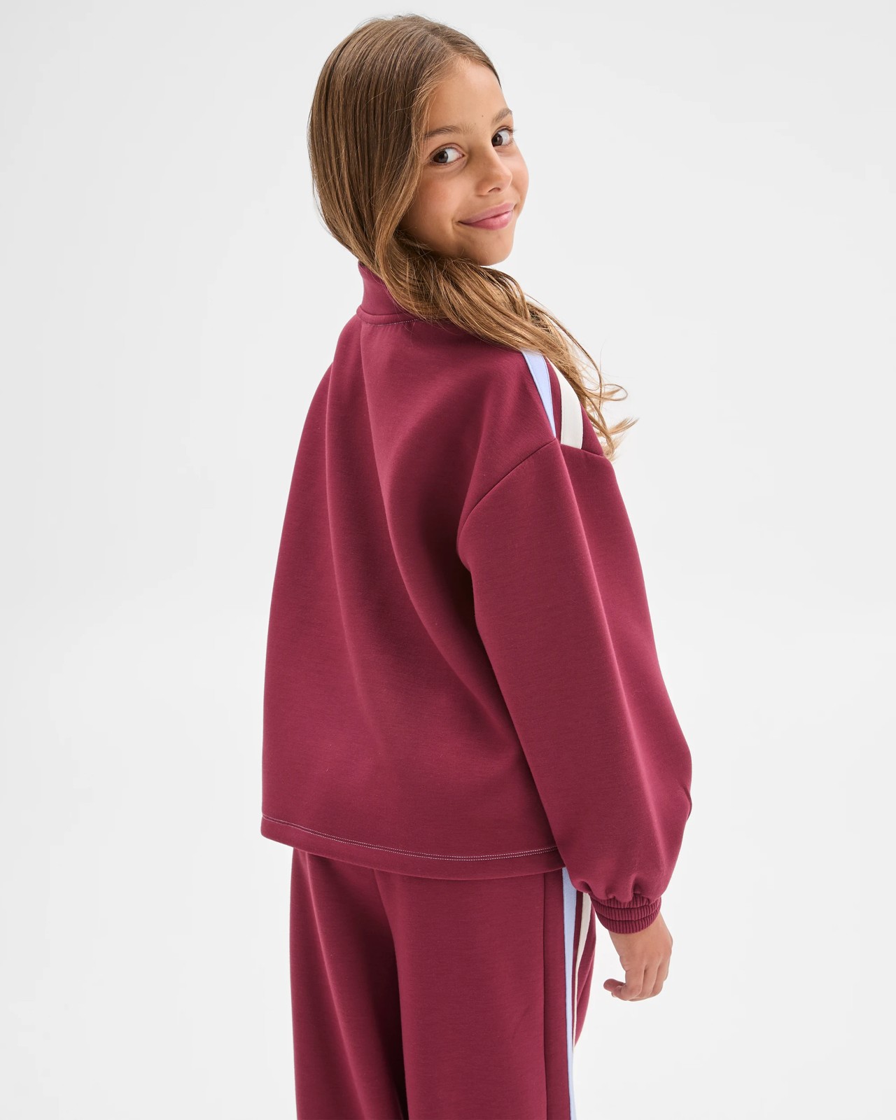 Scuba Fleece Balloon Sleeve Jumper - Burgundy 6 of 6