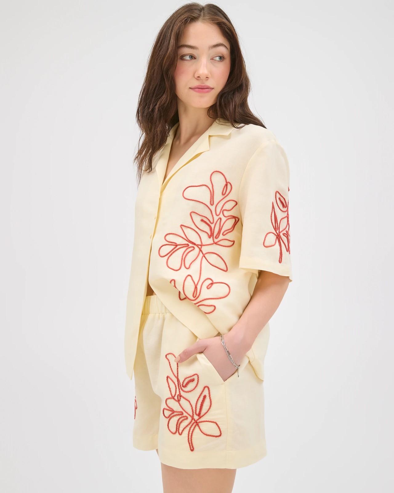 Lily Loves European Linen Blend Embellished Shorts - Whipped Butter 3 of 6