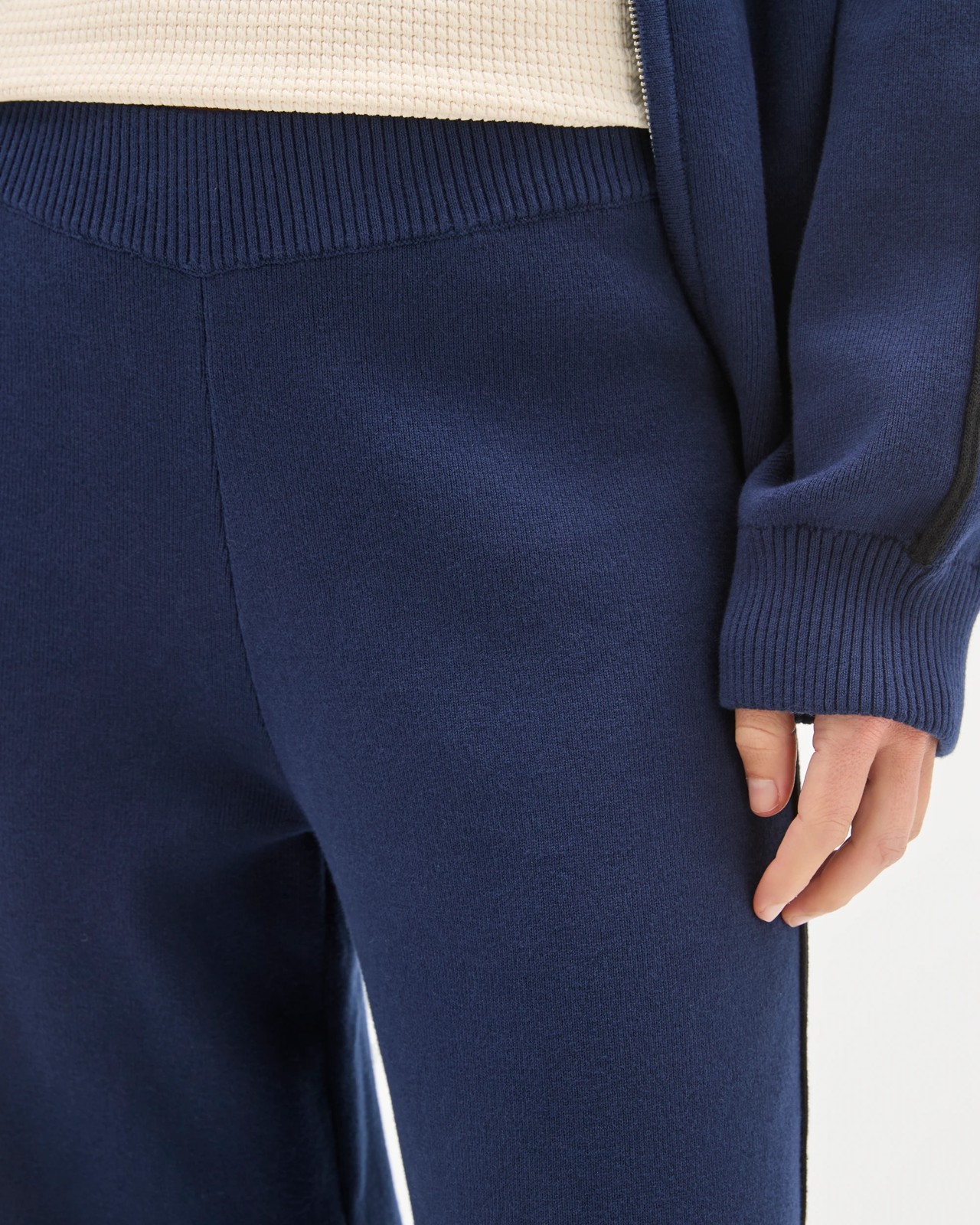 Active Australian Cotton Blend Side Stripe Wide Leg Pants - Navy 6 of 6