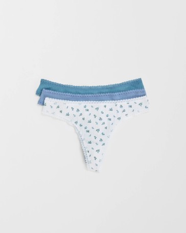 Lily Loves Australian Cotton 3 Pack Pointelle G-String Briefs