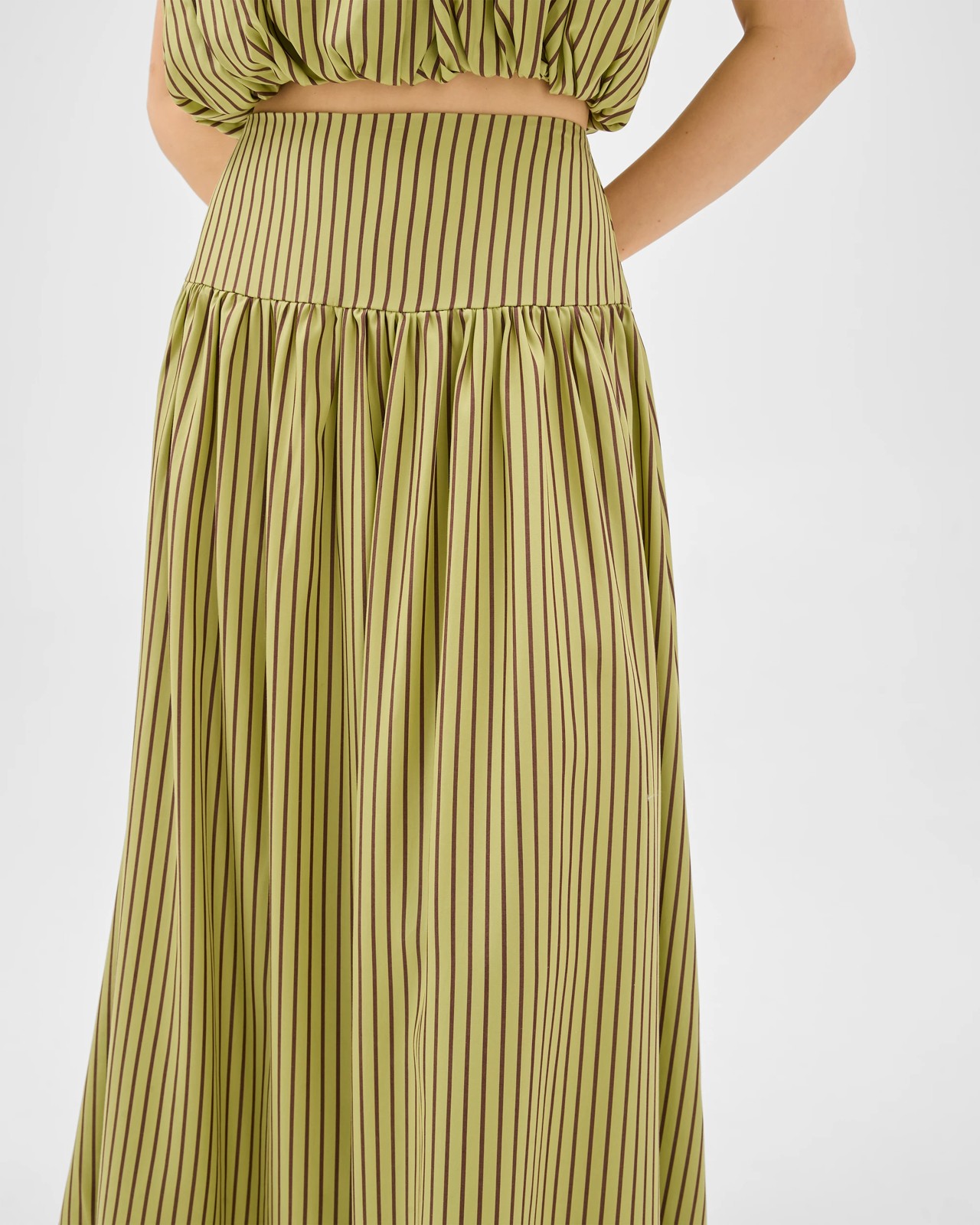 Lily Loves Lyocell A-Line Maxi Skirt - Matcha Stripe 6 of 6