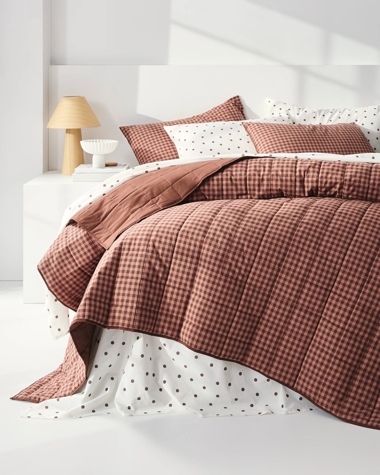 Hudson Gingham Cotton Coverlet Set 2 of 6