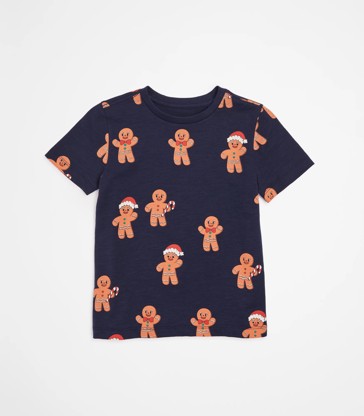 Christmas Gingerbread Man Print T-shirt