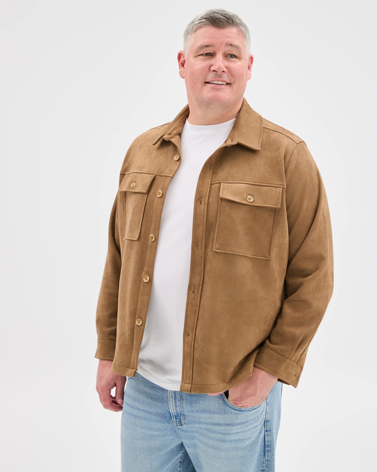 Plus Size Suede Overshirt 4 of 6