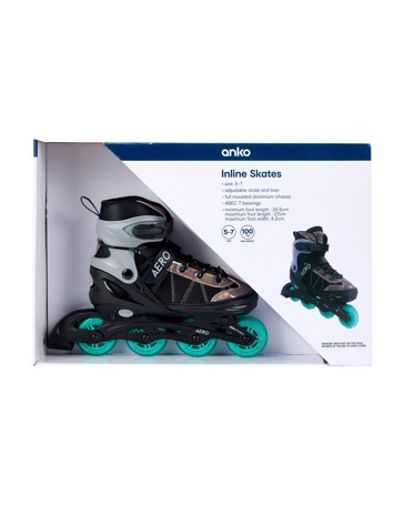 Anko Inline Skates - Black - Size 5-7
