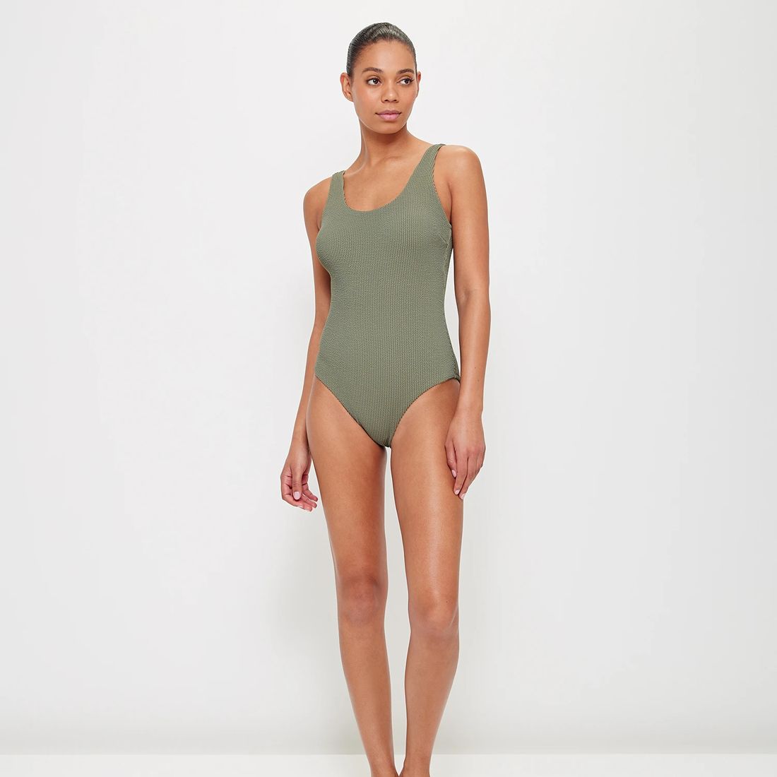 Crinkle One Piece Scoop Swim Bathers Olive Green Target Australia