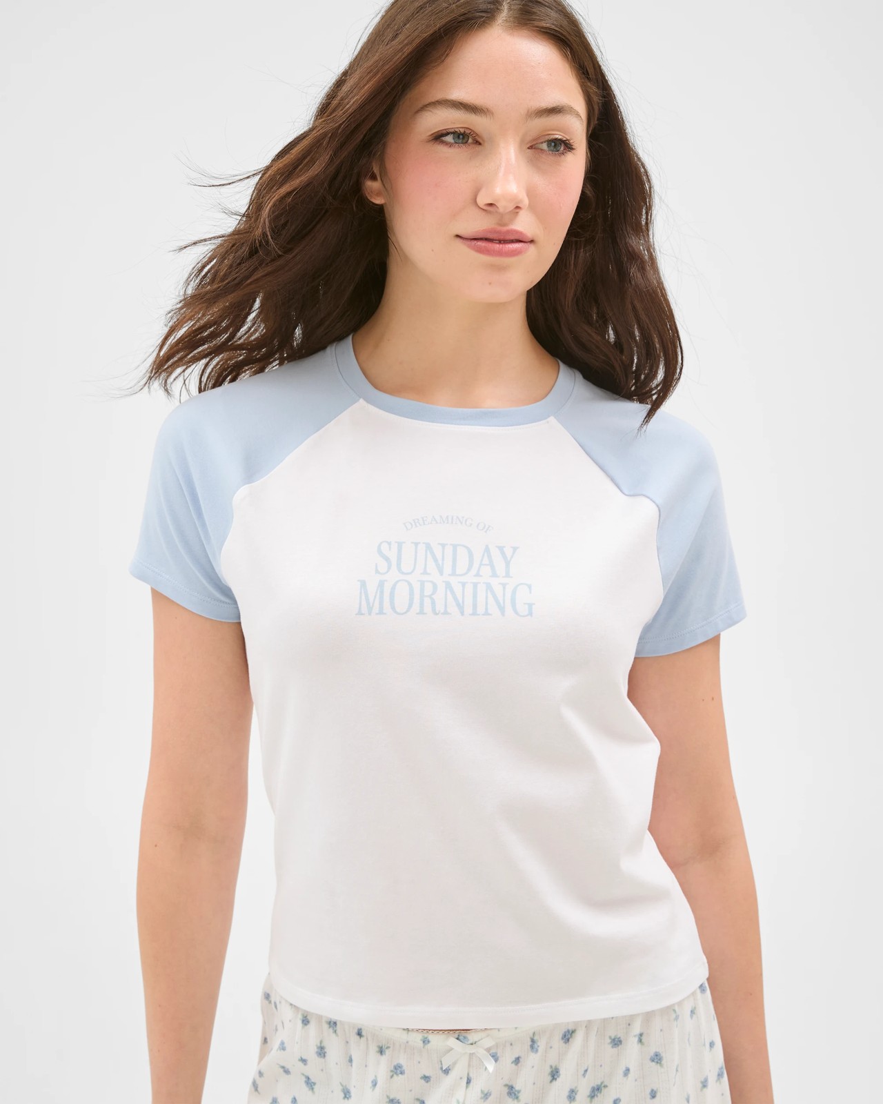 Lily Loves Australian Cotton Raglan Baby Sleep T-Shirt - Sunday Morning Blue 4 of 5