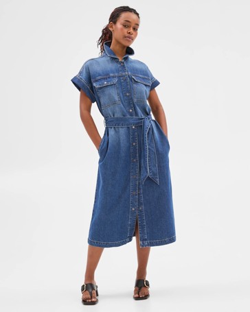 Petites Midi Denim Shirt Dress