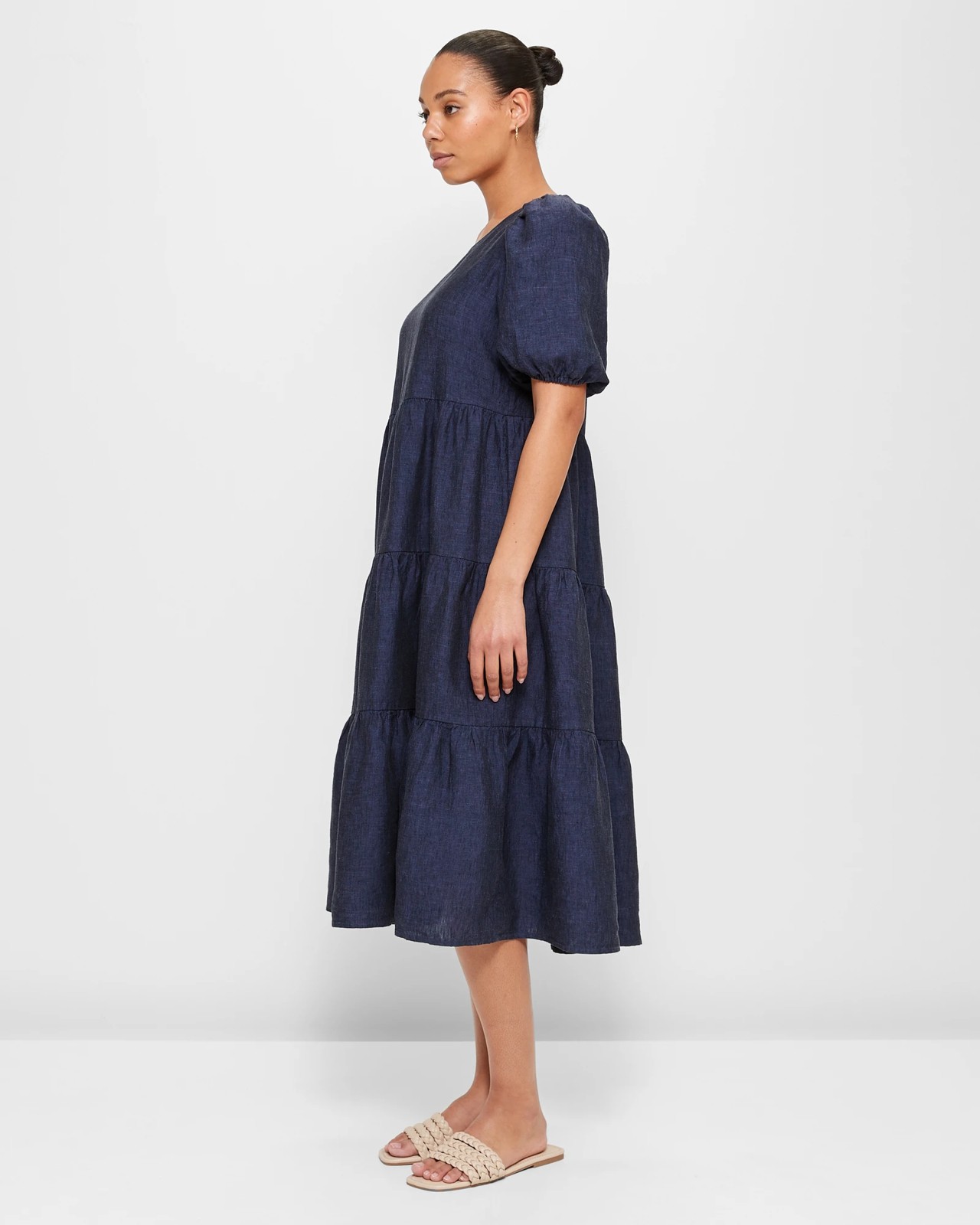 European Linen Tiered Midi Dress | Target Australia