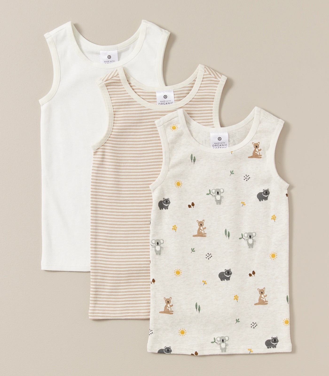 3 Pack Baby Organic Cotton Print Singlets