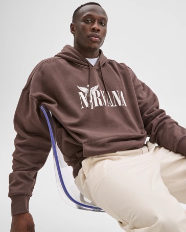 Nirvana Logo Australian Cotton Blend Graphic Hoodie